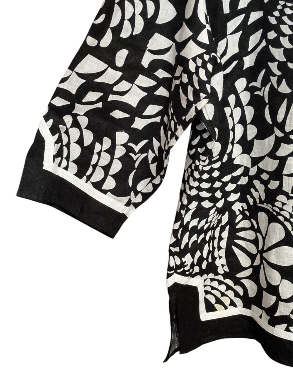 Shanghai Red Woman 100% Linen Black and White Tunic Top Size 2X - Picture 4 of 8